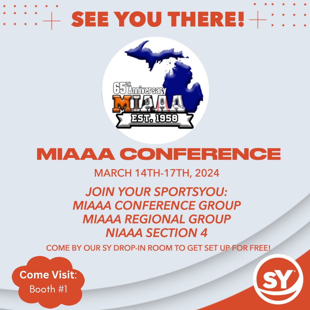 We can’t wait to see you at the MIAAA Conference this weekend! Come visit with Filip and Jen from sportsyou to get set up for FREE! #miaaaconference #sportscommunication