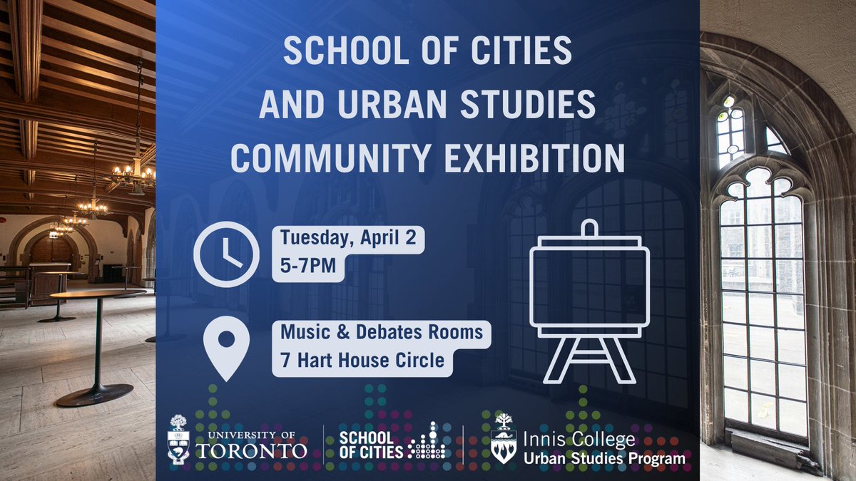 Apr. 2: Join us & @USPUofT to mark the end of this year's capstone course w/ the poster showcase, exploring work from students of all disciplines who have tackled urban issues w/ community partners in CA, U.S. & India. There'll be food, drinks & music too! schoolofcities.utoronto.ca/event/school-o…