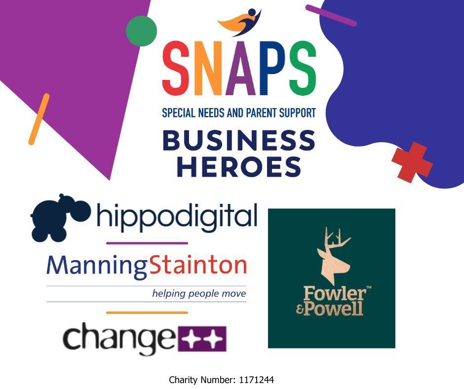 We're so excited to welcome back four of our amazing business supporters as SNAPS Business Heroes for the second year! Without the support from Hippo Digital, Manning Stainton, Fowler & Powell and Change PP, we wouldn't be able to provide the services we do! Thank you so much!