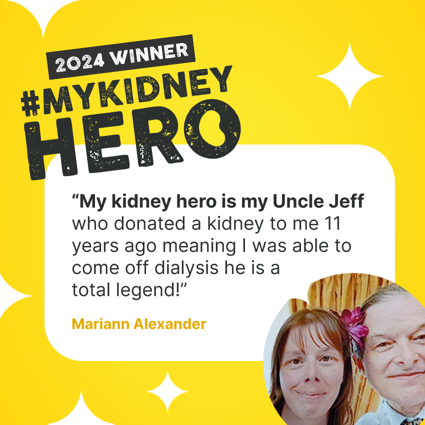 Drumroll please.. 🥁 Congratulations to the #mykidneyhero award winner Jeff Edmunds nominated by Mariann Alexander. A massive thank you to all who participated to help us spread awareness of kidney disease💛 #kidneyhealth #kidneydisease #worldkidneyday #KidneysMatter