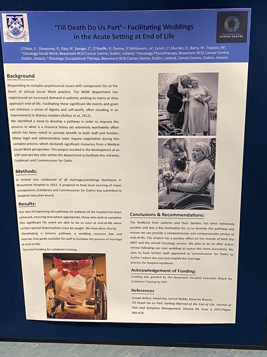 Well done to Senior Social Workers Sorcha (Neurosurgery), Stacey and Julie (Medical Oncology) who attended @IRLpson Conference yesterday and presented posters outlining some of the research projects they are involved in #IPSONconf2024