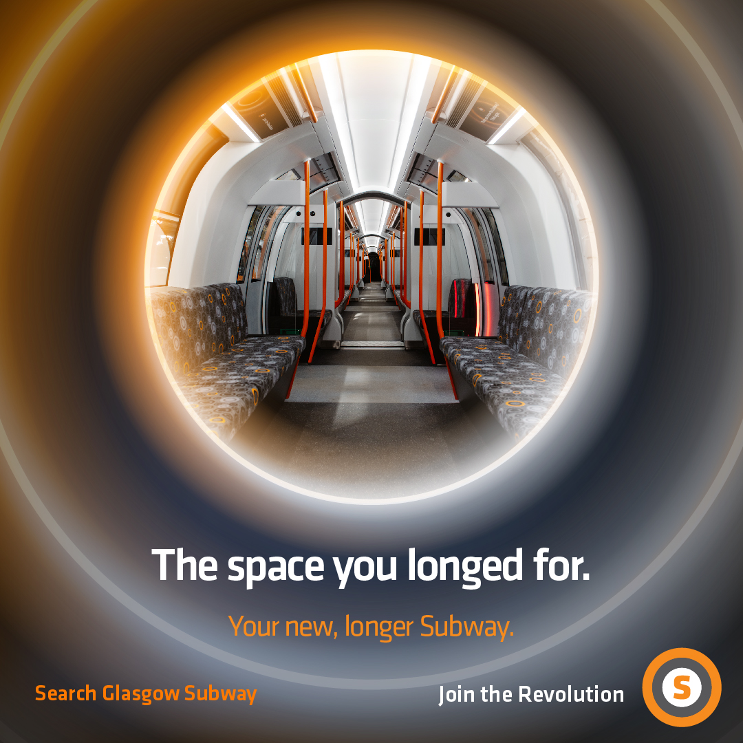Enjoy the freedom to explore the entire length of the train. Your new Glasgow Subway fleet are now arriving at a platform near you. bit.ly/48ZG5sc #JoinTheRevolution #GlasgowSubway