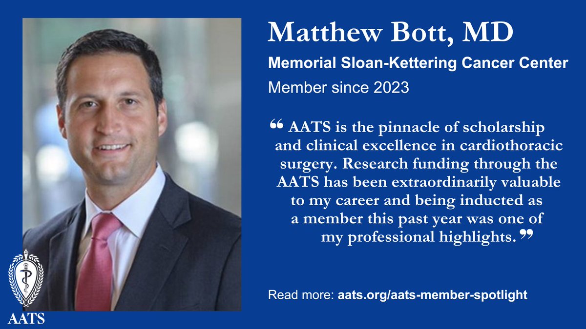 AATS (@aatshq) on Twitter photo This week's member spotlight features general #thoracic surgeon Matthew Bott from <a href="/MSK_Thoracic/">ThoracicSurgeryMSK</a>. Read Dr. Bott's bio and hear about his favorite AATS Annual Meeting moments: aats.org/aats-member-sp… This week's member spotlight features general #thoracic surgeon Matthew Bott from <a href="/MSK_Thoracic/">ThoracicSurgeryMSK</a>. Read Dr. Bott's bio and hear about his favorite AATS Annual Meeting moments: aats.org/aats-member-sp…