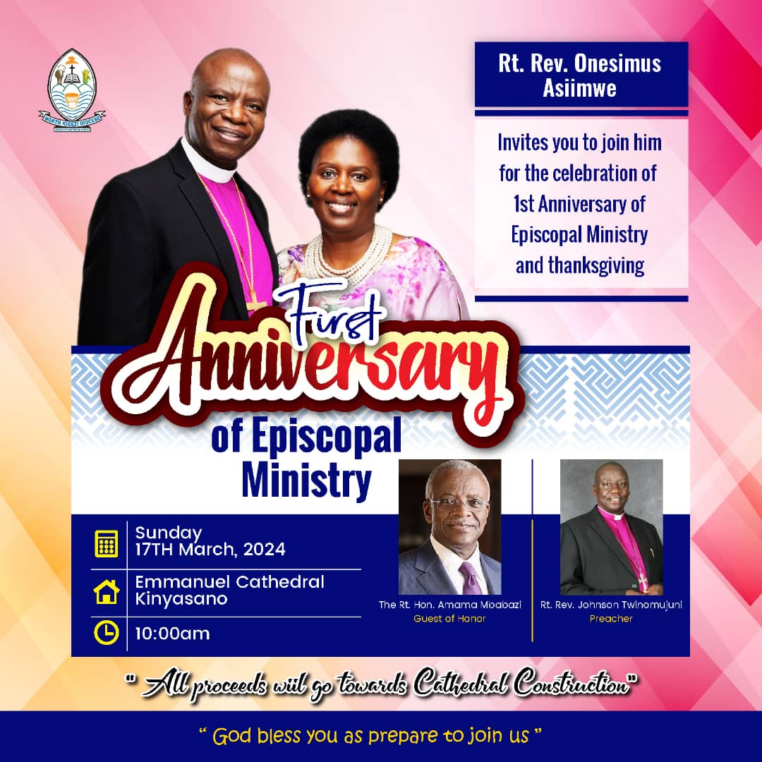 Bishop Johnson Twinomujuni will be the preacher at Rt Rev Onesmus Asiimwe's First anniversary Thanksgiving this Sunday 17th March 2024 at Emanuel Cathedral Kinyasano Rukungiri District @AnkoleWesternUn @coufamilytv @NAnkoleRushere @KamaraDaniel3 @Northkigezidio1 @Online_COU