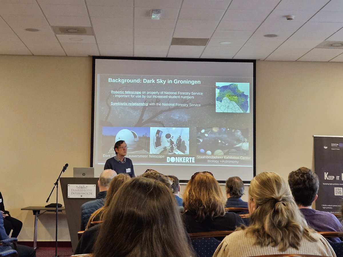 waddensky_nl's tweet photo. Was vandaag aanwezig bij het #EURODARK-symposium in #Groningen. Interessante sprekers over het meten van #lichtvervuiling, het effect op het leven op aarde en de kansen voor astro-toerisme. Met inspirerende voorbeelden uit binnen- en buitenland. Weer nuttige contacten opgedaan! https://t.co/IYKWJZUAMT