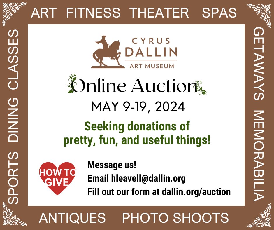 Dallin_Museum's tweet photo. Our online auction will launch on May 9, and we are gratefully welcoming donations of pretty, fun, and useful things! If you  are in a position to contribute, please let us know via email, DM, or at https://t.co/uEJomCTaIT.  TY!❤️❤️ https://t.co/jFpyXAwYPw