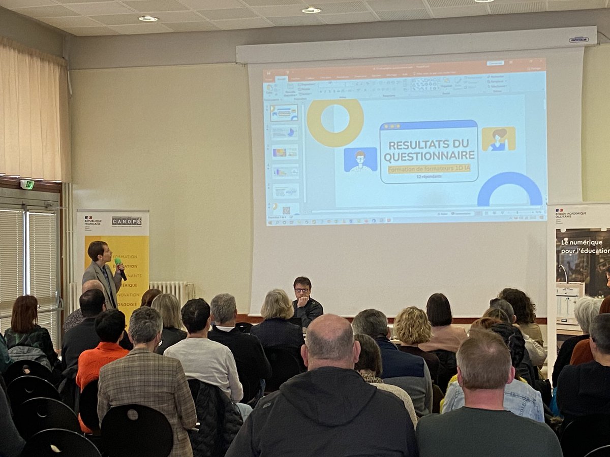 Canope_DTOcc's tweet image. Une journée de formation 1D sur l'#IA très riche. Belle organisation de @DANEMontpellier, @acmontpellier avec le soutien de @canope_34 @reseau_canope 
Deux conférences de grande qualité, merci à
Anne Laurent de l'@umontpellier et @BastienMasse @Edu_Num