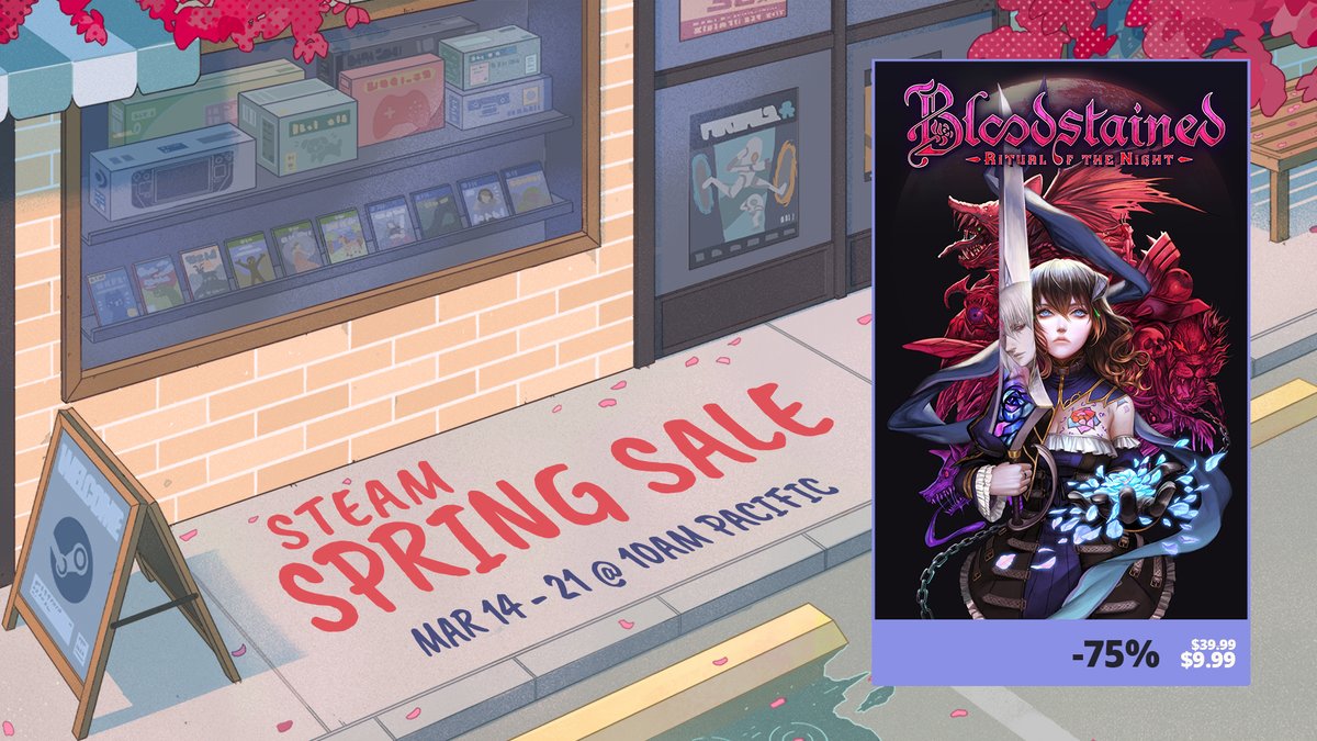 The @Steam Spring Sale has begun! Tons of games are on sale, including 75% off Bloodstained: Ritual of the Night! Get it on Steam: 505.games/BSROTNSteamSpr… #BloodstainedROTN