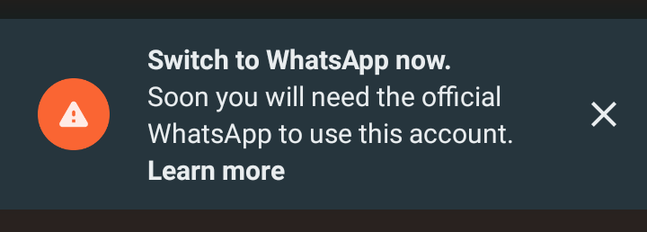 JustinOmbeni3's tweet photo. @AlexModscom 
Hello guys,
I'm receiving the below notification GB WhatsApp what can do?? Can someone help?! https://t.co/U5ly6YN23I