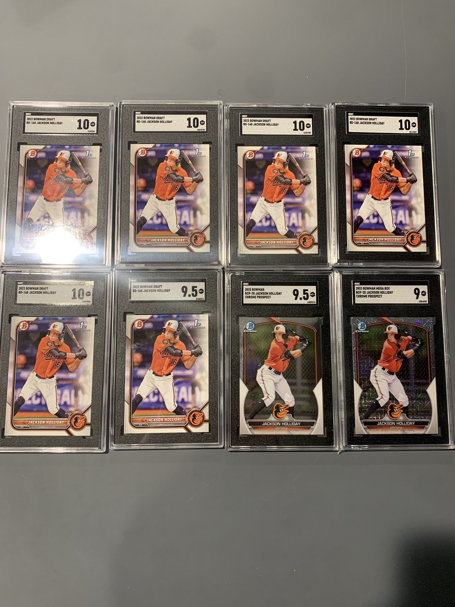 BBCards_Trading's tweet photo. @TheShop_CC Jackson Holliday 
$55 per 10 
25 for the 9.5s
20 for the 9
O’Neil Cruz Rookie auto /50 $175 https://t.co/3NrNdtGWka