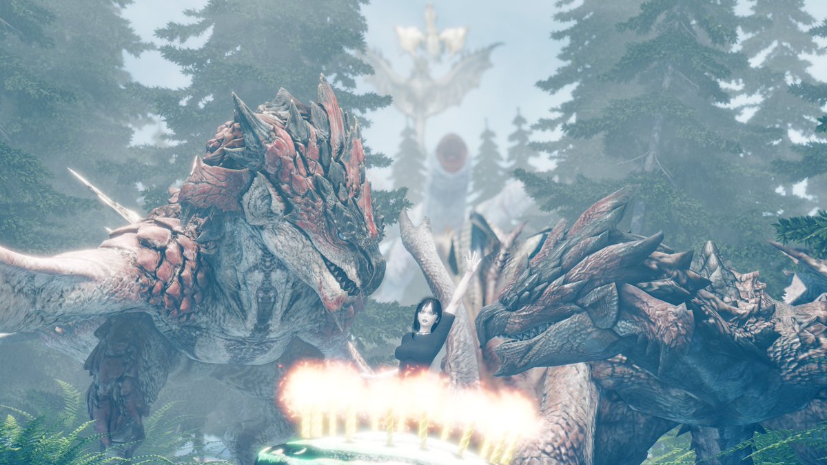 NSieli's tweet photo. A few days late. But, I made a remaster for the 20th Anniversary of Monster Hunter!!! One with a filter and fog, one with fog, and one without either effect. #MonsterHunter https://t.co/TraMJr94vH