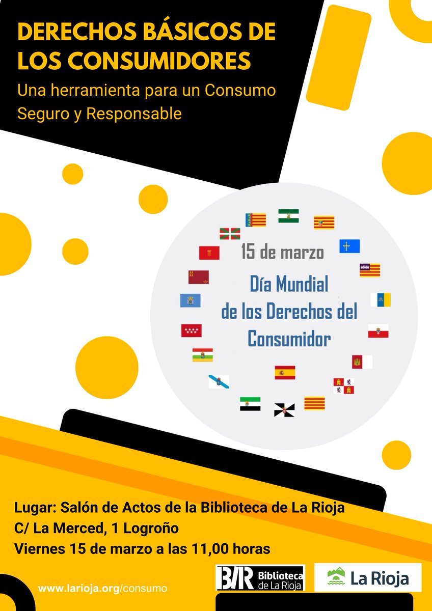 🤝🏼 La <a href="/bibrioja/">Biblioteca de La Rioja</a> acoge la charla ‘Los Derechos Básicos de los Consumidores, una herramienta para un Consumo Seguro y Responsable’.

🖇️ actualidad.larioja.org/noticia?n=not-…