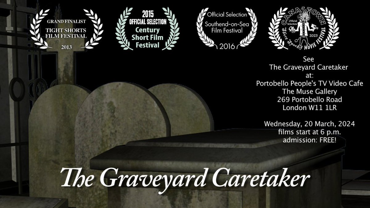 My short #animation The Graveyard Caretaker screens at @Muse_Gallery next Wednesday, 20th March. Films start at 6 p.m., admission: #Free! #SupportIndieFilm #shortfilm #WomenInFilm