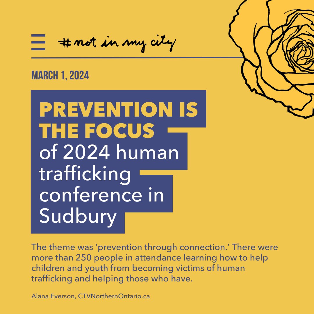 The 2024 Human Trafficking Conference in Sudbury has highlighted the crucial role of ‘prevention through connection’. A heartfelt thanks to all, especially the Greater Sudbury Police for their commitment. Education and community support are our best tools. notinmycity.ca/learn