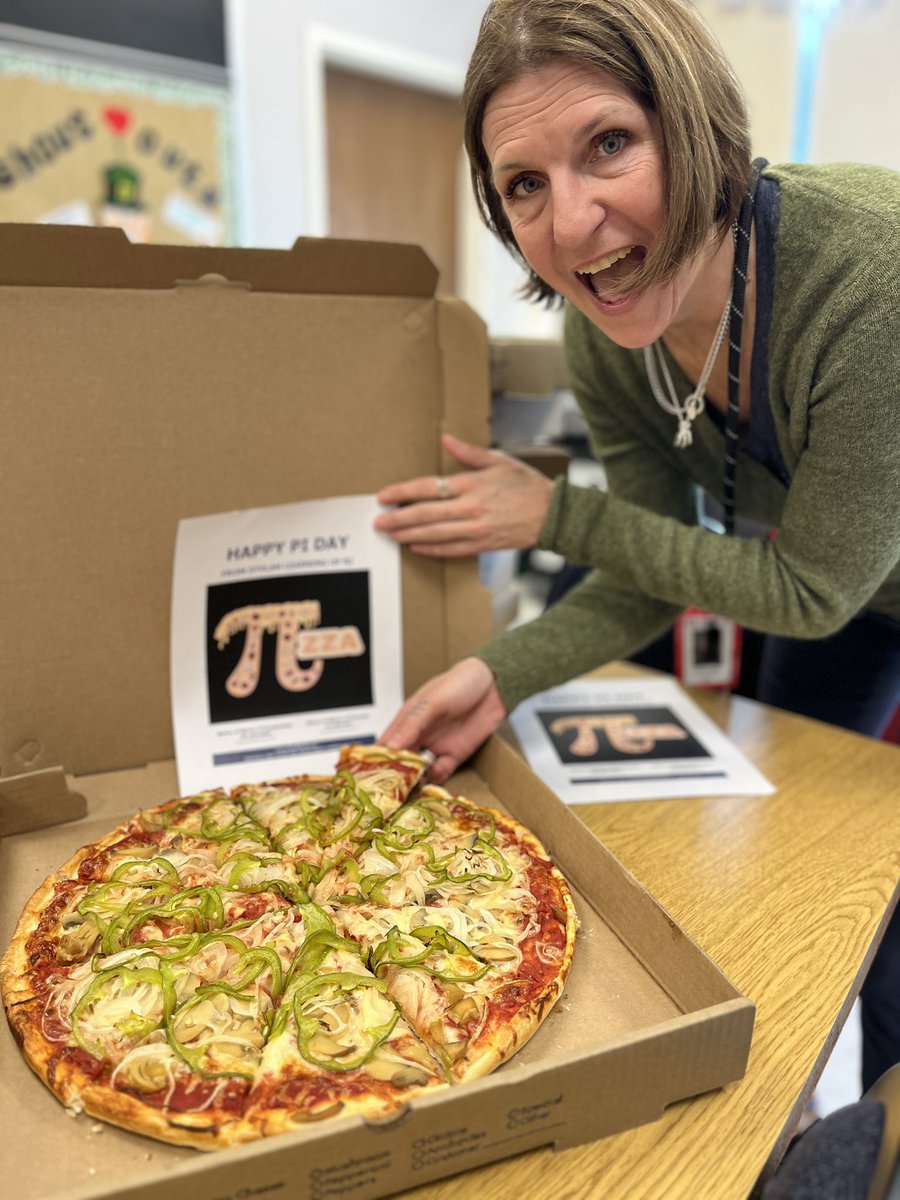 Huge THANK YOU to our local @SylvanLearning center for treating the faculty & staff to a welcomed #PiDay2024 celebration! 🍕 Mrs. Lyons is a fan…of math & pizza pie!