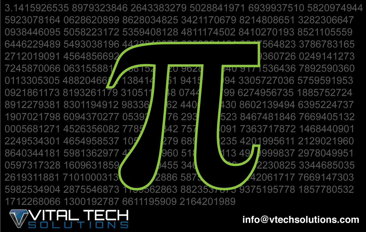 Happy Pi Day to all the math enthusiasts out there!  vtechsolutions.com

#PiDay #MathEnthusiasts #TechnologySolutions #VitalTechSolutions #Banking #Financial #Healthcare #Retail #Automotive #Government