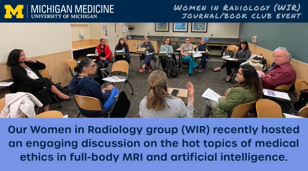Our Women in Radiology group (WIR) hosted an engaging discussion on the hot topics of medical ethics in full-body MRI and artificial intelligence. Items reviewed: sciencefriday.com/segments/full-… academic.oup.com/jbi/article/5/…