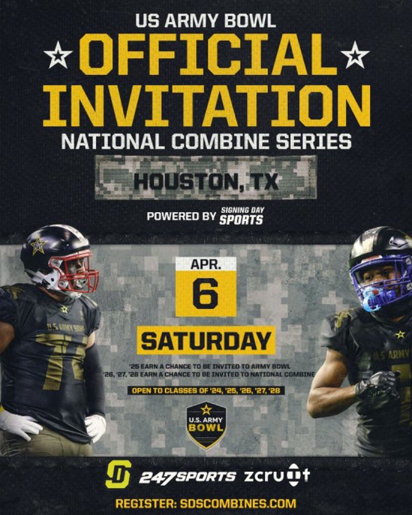 Thank you @MattSeiler_SDS for the invitation to the @USArmyBowl! Excited and ready to compete! @STRAKEJESUITFB