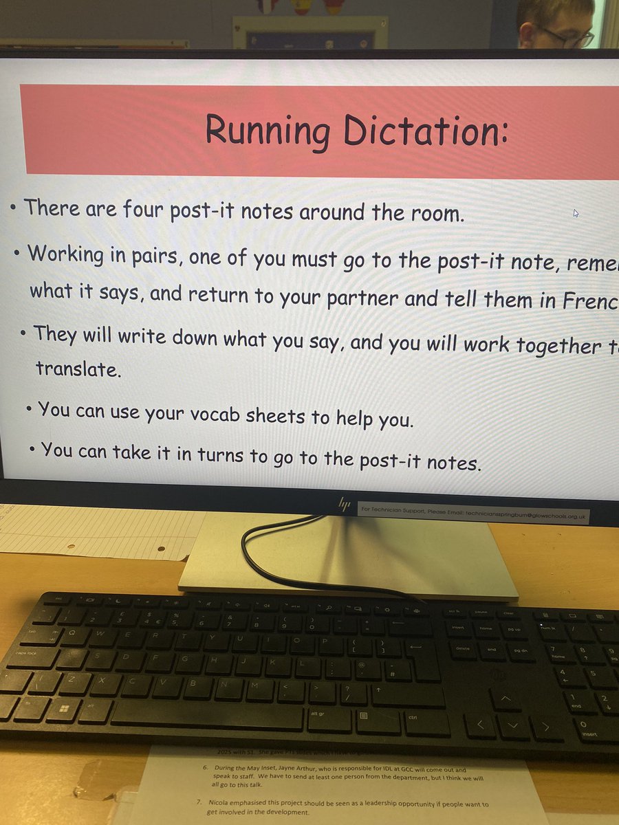 A competitive last period with S3 French today! We finished our lesson with a bit of Running Dictation on our topic of the environment on which S3 have been doing brilliantly!!