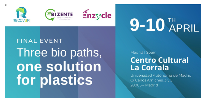 RecoverBBI's tweet photo. #Madrid, the epicentre of the #sustainable revolution with the event 'Three bio-pathways, one solution for plastic', 9-10 April. Discover the impact of #enzymes on recycling - registration open! #Bioplastics  @BizenteProject @enzycle_bbi @CBE_JU
https://t.co/BzSAN4yfWt https://t.co/I3OwkLb2yP