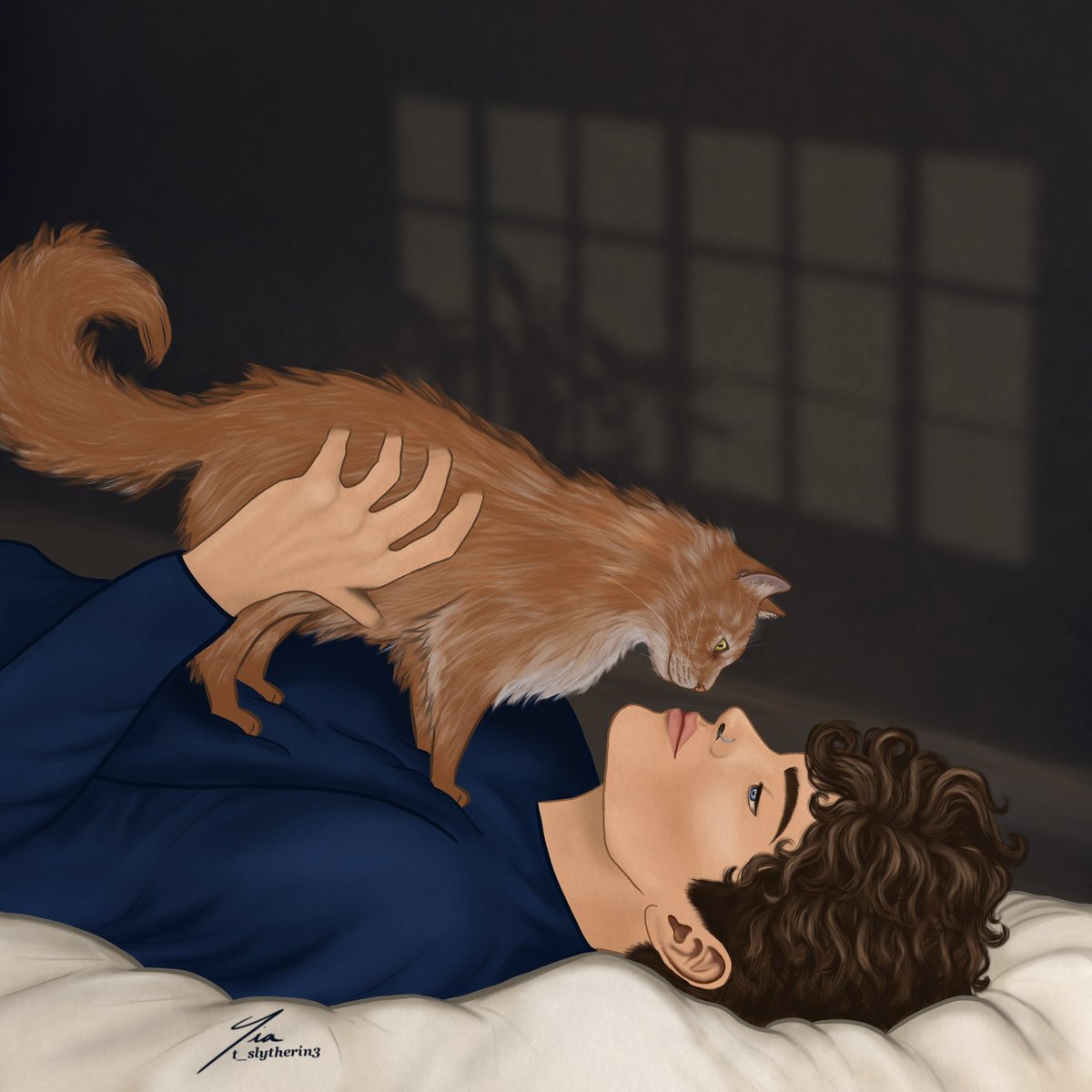 It’s Theo Thursday everyone!!💙

//Theo is cat sitting Crookshanks for Hermione and has decided he is definitely cat dad material//

#theonott #theodorenott #theonottfanart