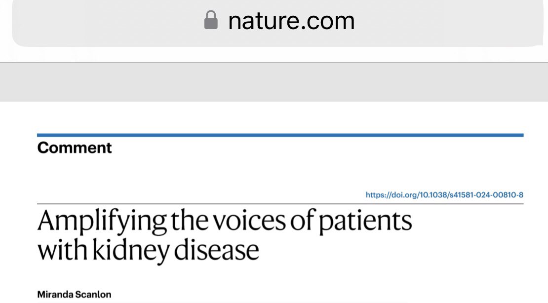 In the #WorldKidneyDay issue of @NatRevNeph, a comment article on #patientempowerment and #patientadvocacy for those with kidney disease rdcu.be/dwCDQ @Kidney_Research @4gottenlivesuk