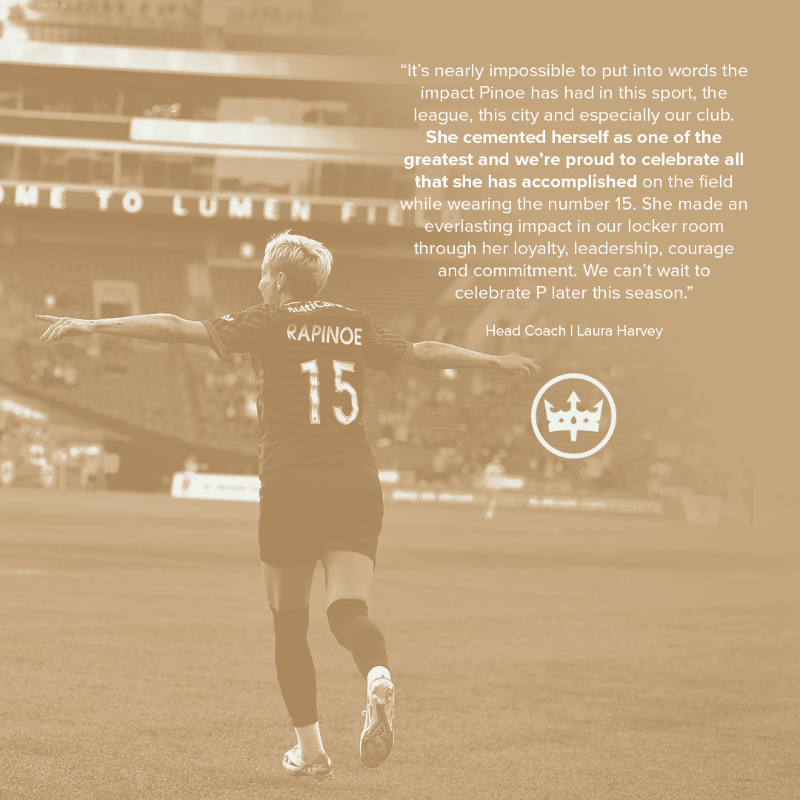 reignfc's tweet photo. A legacy unlike any other. 👑

To celebrate one of the greatest athletes in Seattle, @mPinoe's No.15 will be retired at Lumen Field on August 25th.