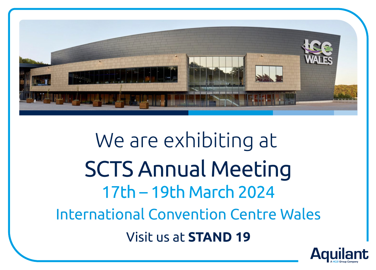 #Aquilant is delighted to be attending this year’s annual #SCTS Congress at the #ICC, Wales from Sunday 17th to Tuesday 19th March 2024. We will supported by our industry partners from #LSI #Gore #PetersSurgical #Resorba and #TeDan. 

Please visit us on Stand 19.