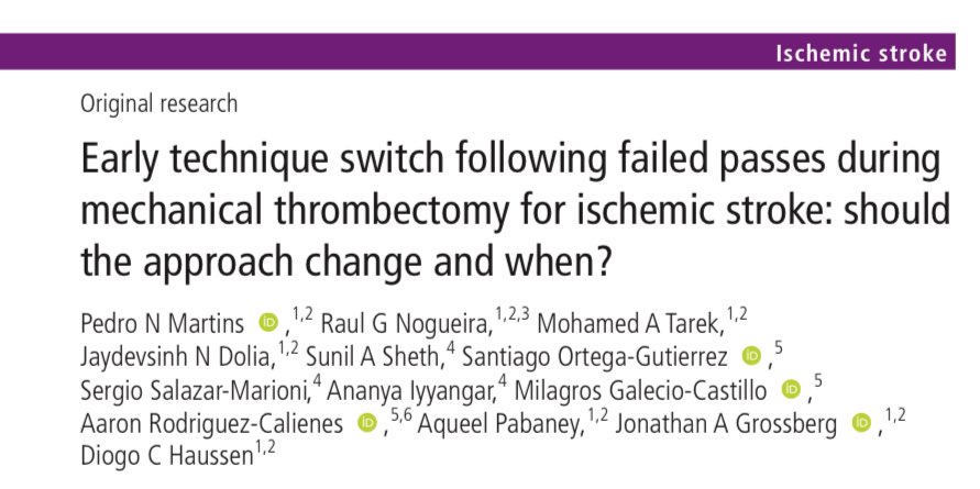 Emory & Grady Vascular Neurology (@emorystroke) on Twitter photo Technique switch following failed passes during mechanical thrombectomy : should the approach change & when❓
↪️tinyurl.com/5y7jpt32
<a href="/PedroNMartins__/">Pedro Martins</a> <a href="/RaulNogueiraMD/">Raul G Nogueira, MD, FAHA, FSVIN</a> <a href="/Mo_TarekNeuro/">Mohamed Ahmed Tarek</a> <a href="/JayDoliaMD/">Jay Dolia MD</a> <a href="/SunilAShethMD/">Sunil Sheth, MD</a> <a href="/CerebrovascLab/">Cerebrovascular & Neurointerventional Lab</a> <a href="/AaronCalienes/">Aaron Rodriguez Calienes</a> <a href="/JAGrossbergMD/">Jonathan A. Grossberg</a> <a href="/DiogoHaussen/">Diogo Haussen</a> Technique switch following failed passes during mechanical thrombectomy : should the approach change & when❓
↪️tinyurl.com/5y7jpt32
<a href="/PedroNMartins__/">Pedro Martins</a> <a href="/RaulNogueiraMD/">Raul G Nogueira, MD, FAHA, FSVIN</a> <a href="/Mo_TarekNeuro/">Mohamed Ahmed Tarek</a> <a href="/JayDoliaMD/">Jay Dolia MD</a> <a href="/SunilAShethMD/">Sunil Sheth, MD</a> <a href="/CerebrovascLab/">Cerebrovascular & Neurointerventional Lab</a> <a href="/AaronCalienes/">Aaron Rodriguez Calienes</a> <a href="/JAGrossbergMD/">Jonathan A. Grossberg</a> <a href="/DiogoHaussen/">Diogo Haussen</a>