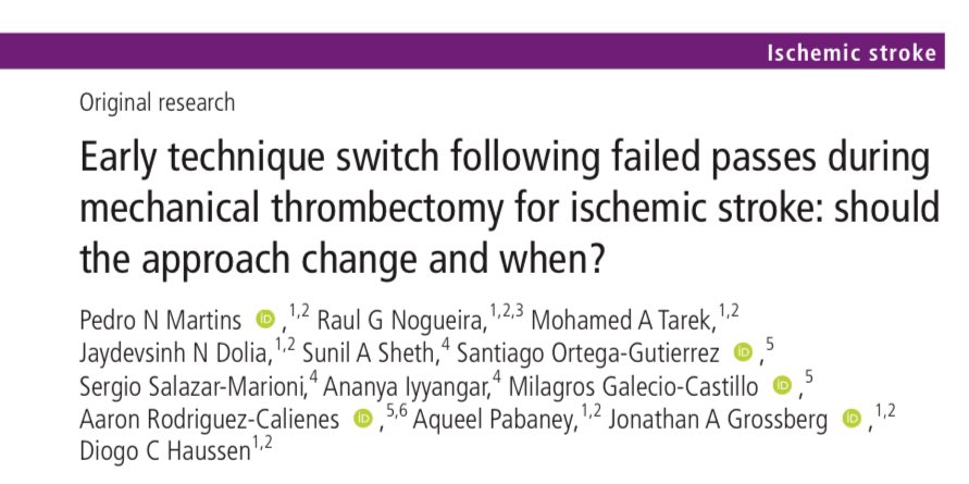 Technique switch following failed passes during mechanical thrombectomy : should the approach change & when❓ ↪️tinyurl.com/5y7jpt32 @PedroNMartins__ @RaulNogueiraMD @Mo_TarekNeuro @JayDoliaMD @SunilAShethMD @CerebrovascLab @AaronCalienes @JAGrossbergMD @DiogoHaussen