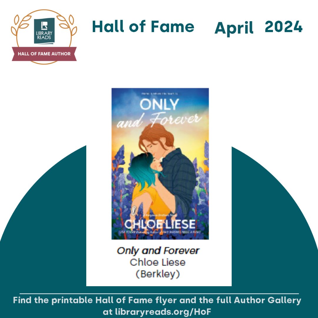 Welcome for the first time to the LibraryReads Hall of Fame @chloe_liese for her book ONLY AND FOREVER! @PRHLibrary