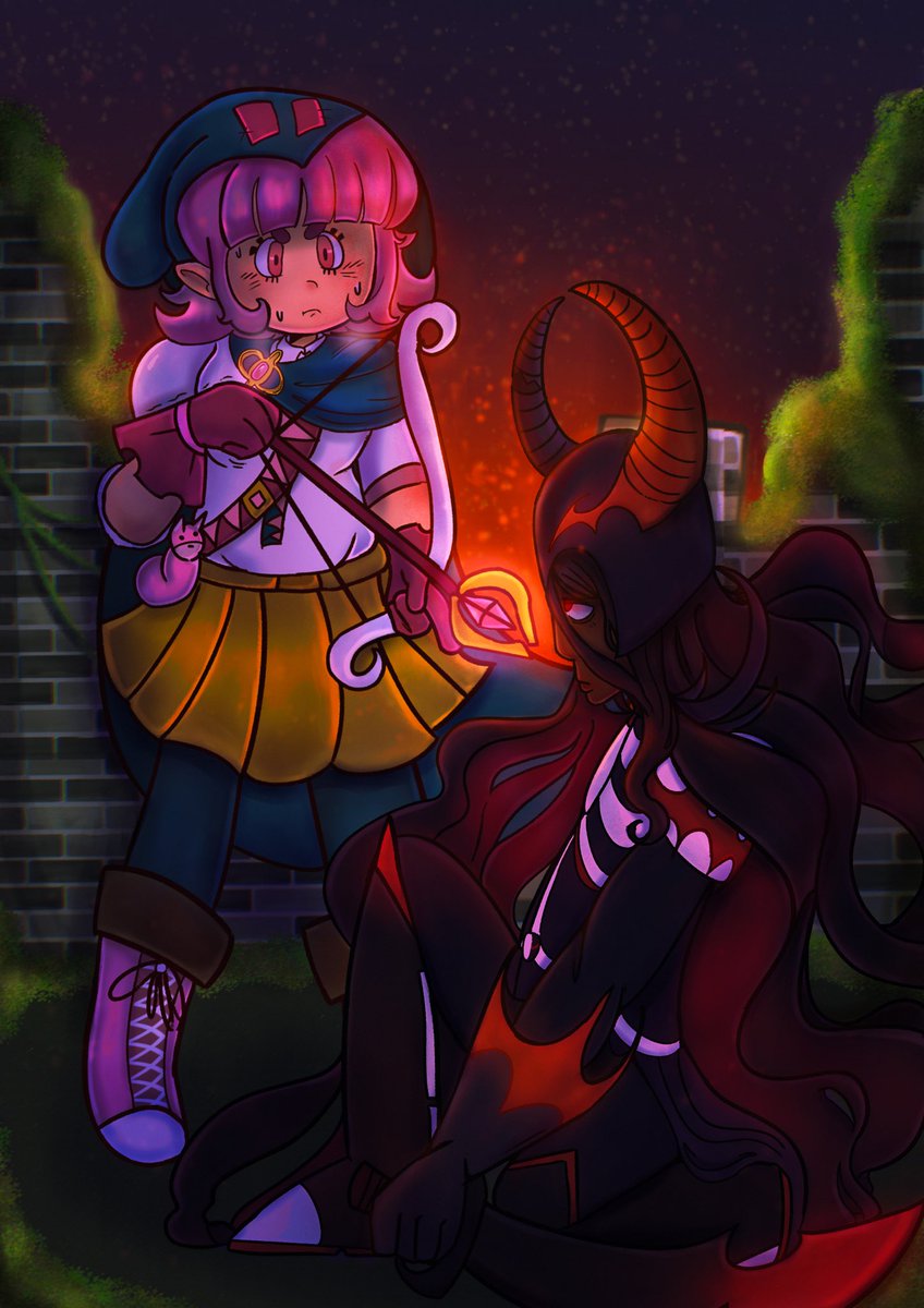 “…Our Heroine Chiaki stands with bow in hand aiming at the most powerful despair knight, Izuru Kamakura…” 
AAA ITS HERE! this my pice for the dr critical dice zine! ^_^