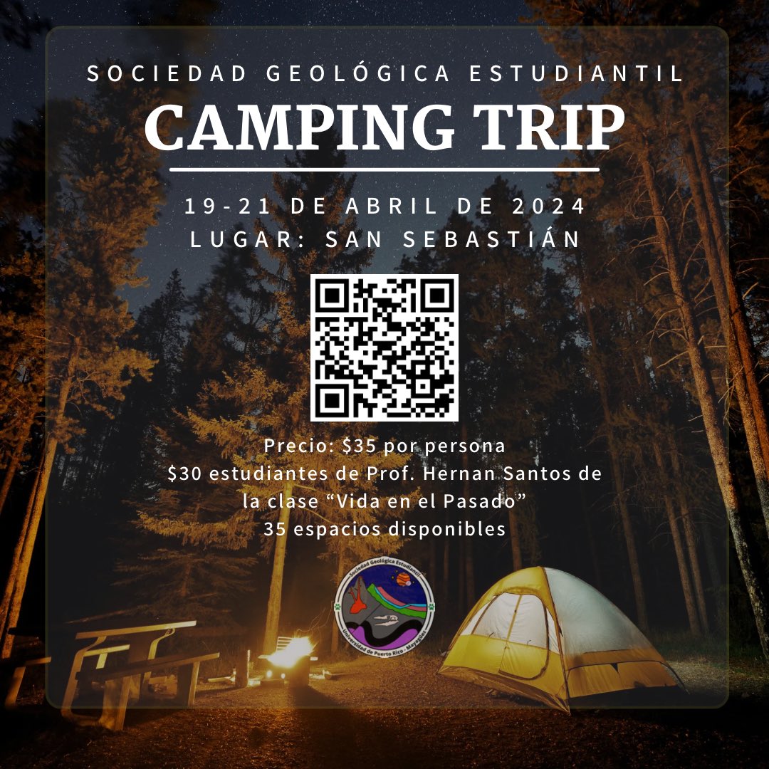 Únete a acampar en San
Sebastián, del 19 al 21 de abril de 2024.
¡Reserva tu espacio ahora!🏕️🌳