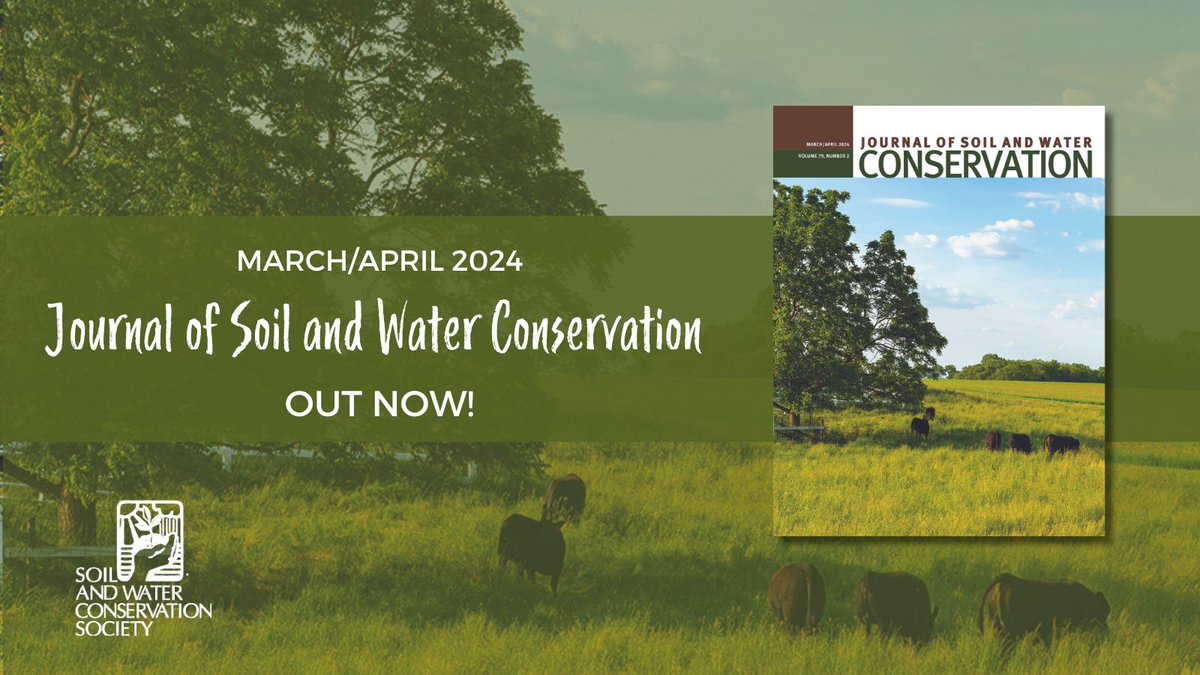 SWCSNews's tweet photo. The March/April Journal of Soil and Water Conservation issue is available online now! View the full table of contents: https://t.co/UBsMBynokd

#JSWC #Conservation https://t.co/qlbLWd2RcM