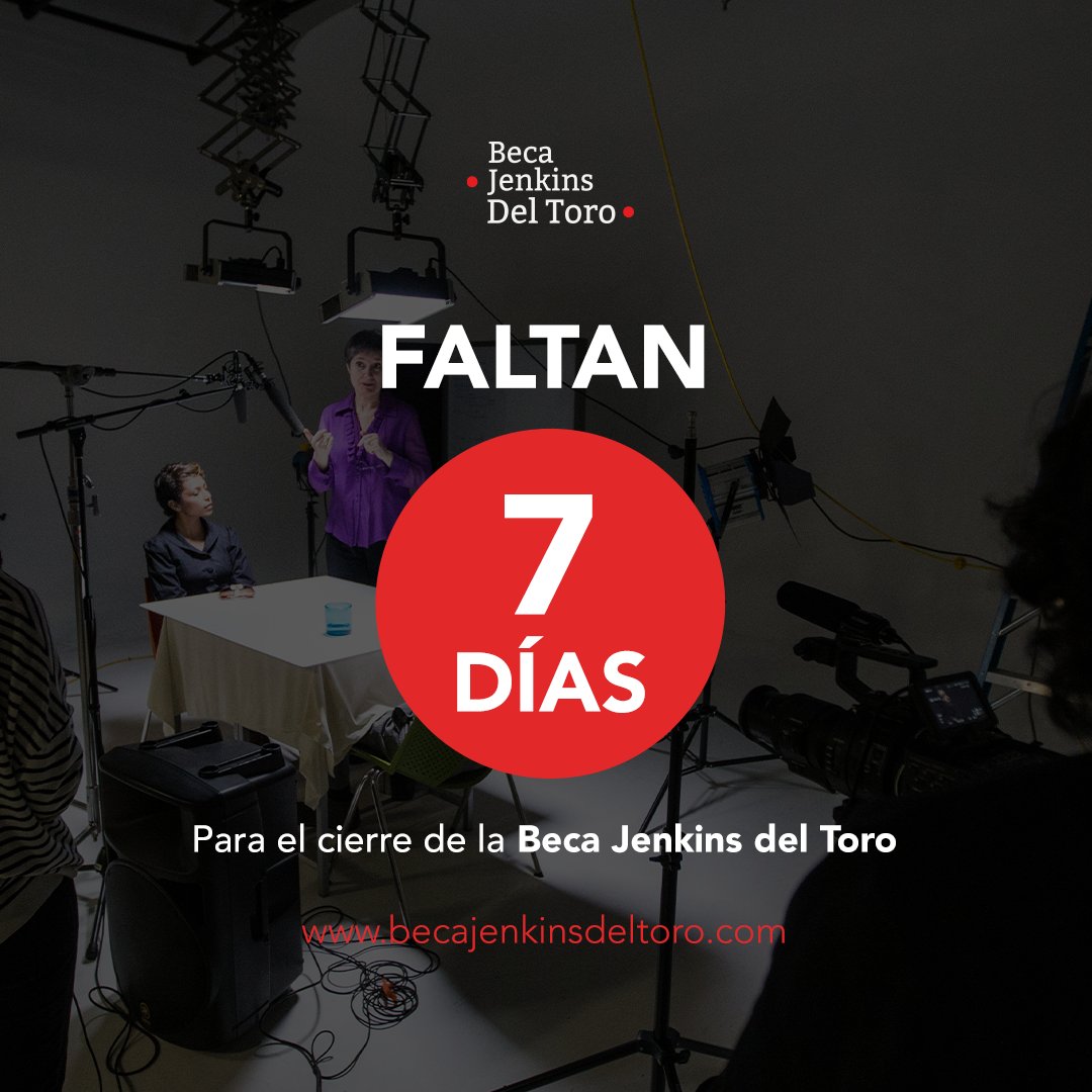¡Faltan 7 días para el cierre de la convocatoria de la #BecaJenkinsDelToro!

Aplica ya y obtén la oportunidad de estudiar cine en cualquier parte del mundo Más información ➡️ becajenkinsdeltoro.com