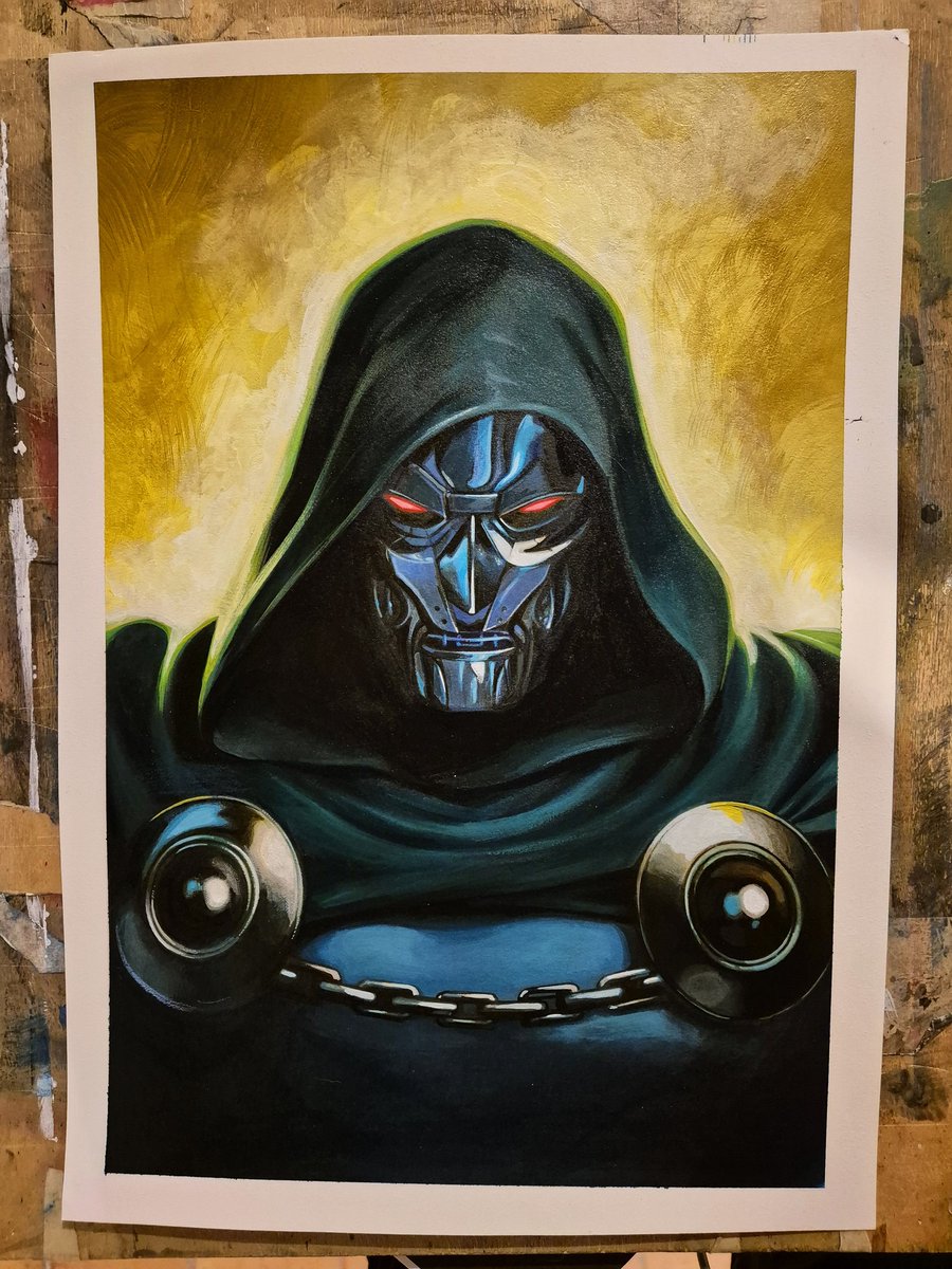 Doctor doom acrylics on paper #marvel #painting #originalart #comics