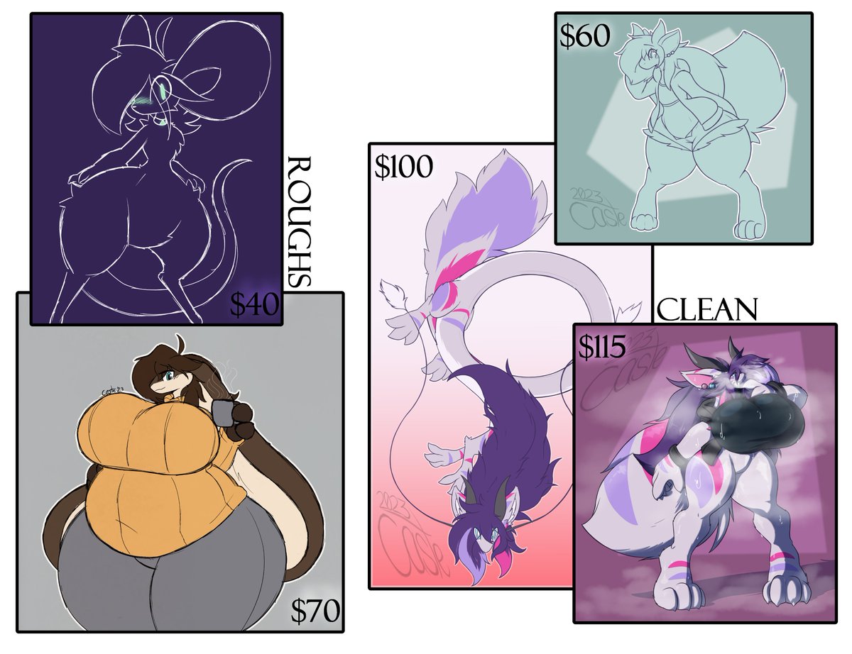 One thing in queue, opening for the next round- taking all types today discount theme: quads/non-anthro characters, especially mix-n-matched w/ various kinks, i wanna make funny shapes form 🔗 below as usual!