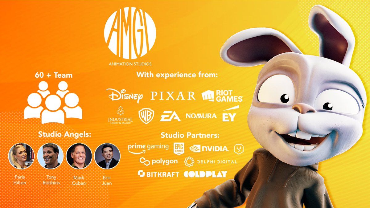 AMGI Studios was founded by minds from  Pixar, Dreamworks, EA &amp; Amazon and has a diverse team of over 60 creatives and developers.

AMGI has backing and support from Epic, Netflix, Coldplay, Polygon and business icons such as Tony Robbins, Marc Cuban and Eric Yuan... (2/4)