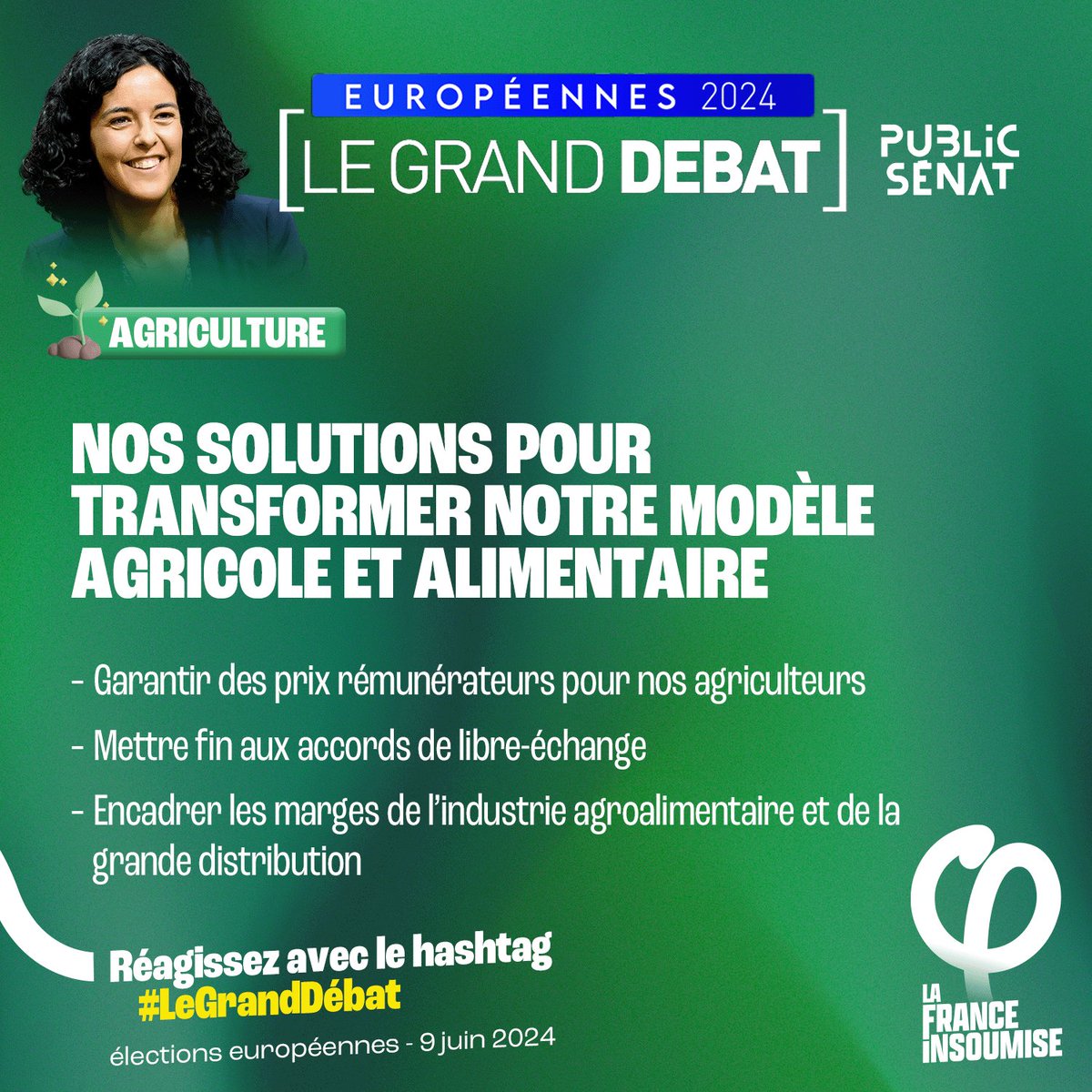 🧑‍🌾  Pour tout changer, changer de modèle agricole.

Pour défendre le #revenupaysan, la fin des accords de libre-échange et empêcher que les géants de l'agroalimentaire et la grande distribution se gavent sur le dos des consommateur·ices et des paysan·nes.

#LeGrandDebat