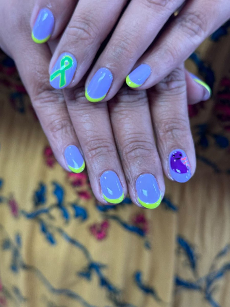 Rocking my neon #NephMadness and #WorldKidneyDay nails