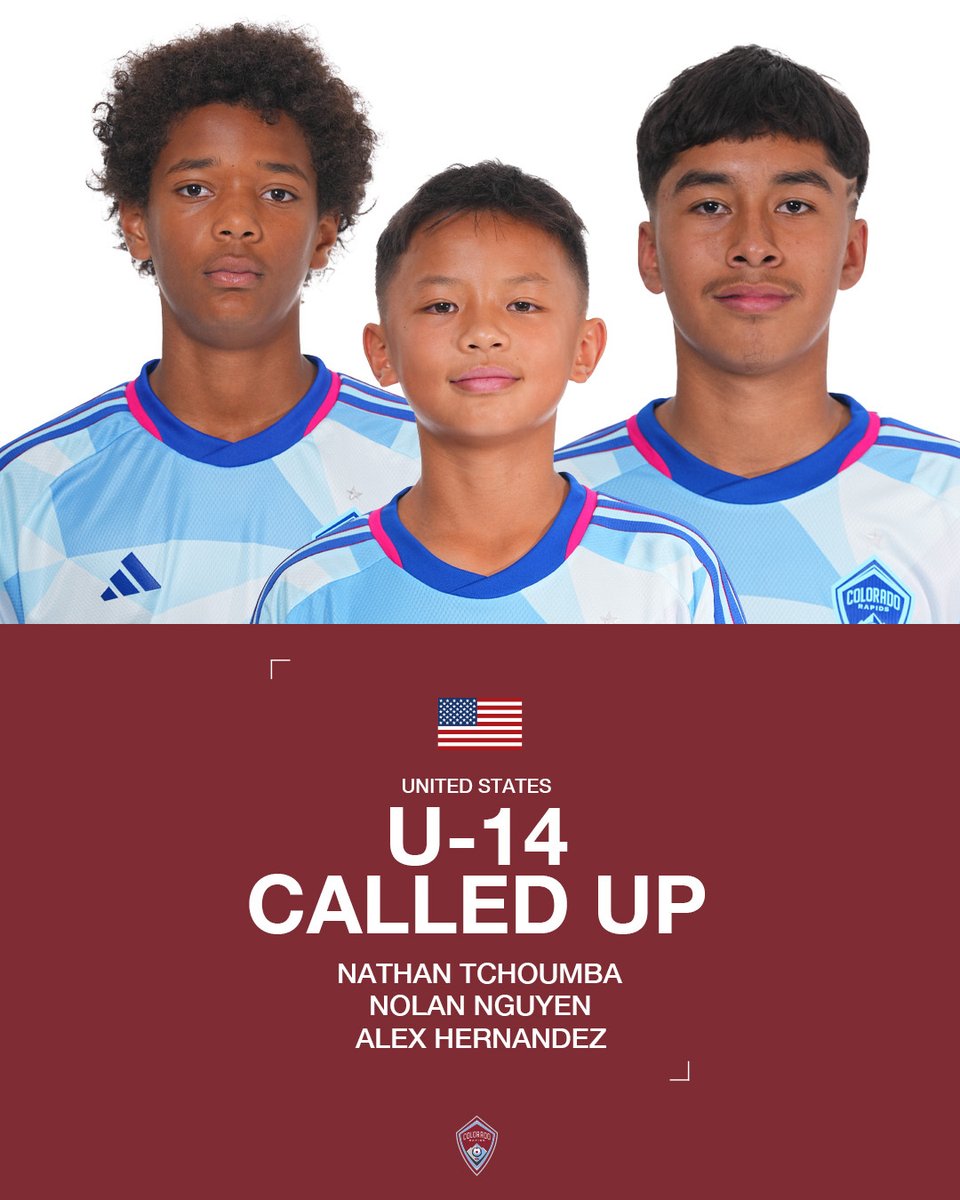 RapidsAcademy's tweet photo. For club and country 🇺🇸

Rapids Academy’s Alex Hernandez, Nolan Nguyen and Nathan Tchoumba have been invited to attend the @USYNT U-14 National ID Camp in Atlanta, Georgia. 

📝 » https://t.co/c4t0eZMlvP https://t.co/I98YZhz82Q