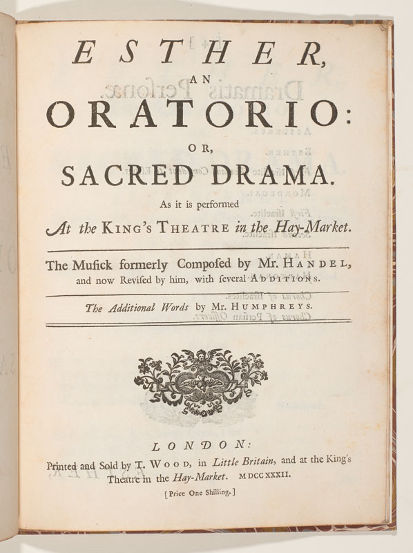 Tonight the #LondonHandelFestival opens with Handel's oratorio Esther at his church. Here's the front page of the wordbook the audience had for the 1732 performance, from the #GeraldCokeHandelCollection <a href="/FoundlingMuseum/">Foundling Museum</a> <a href="/LHandelFestival/">LondonHandelFestival</a> <a href="/IAML_UK_IRL/">IAML (UK & Ireland)</a> <a href="/RISM_music/">RISM</a> <a href="/CCMusicUK/">UK Critics' Circle Music</a>