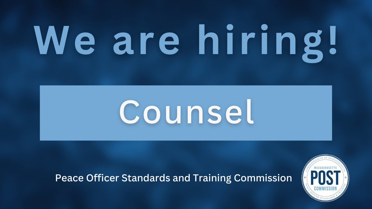 POST is #hiring a Counsel! Learn more here: mass.gov/info-details/j…