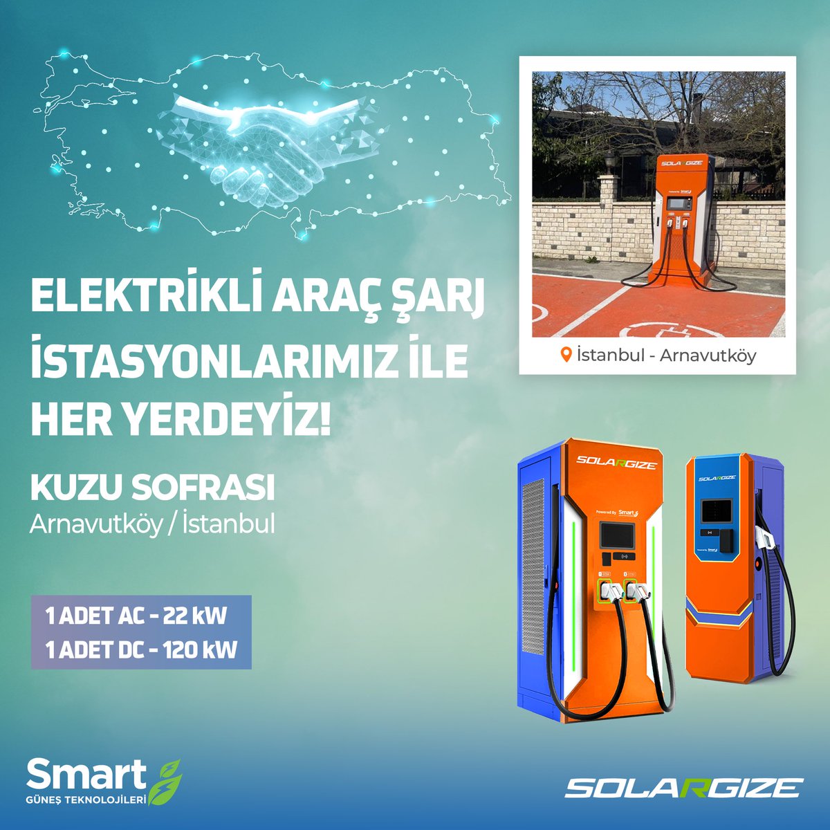 smartsolargize's tweet photo. Solargize olarak elektrikli araç şarj istasyonlarımızla her yerdeyiz!
Arnavutköy/İstanbul “Kuzu Sofrası” ile hizmetinizde!
___
As Solargize, we are everywhere with our electric vehicle charging stations!
Now serving at Arnavutköy/İstanbul “Kuzu Sofrası”.
#SolargizeAilesi https://t.co/6HkC4oYgUY