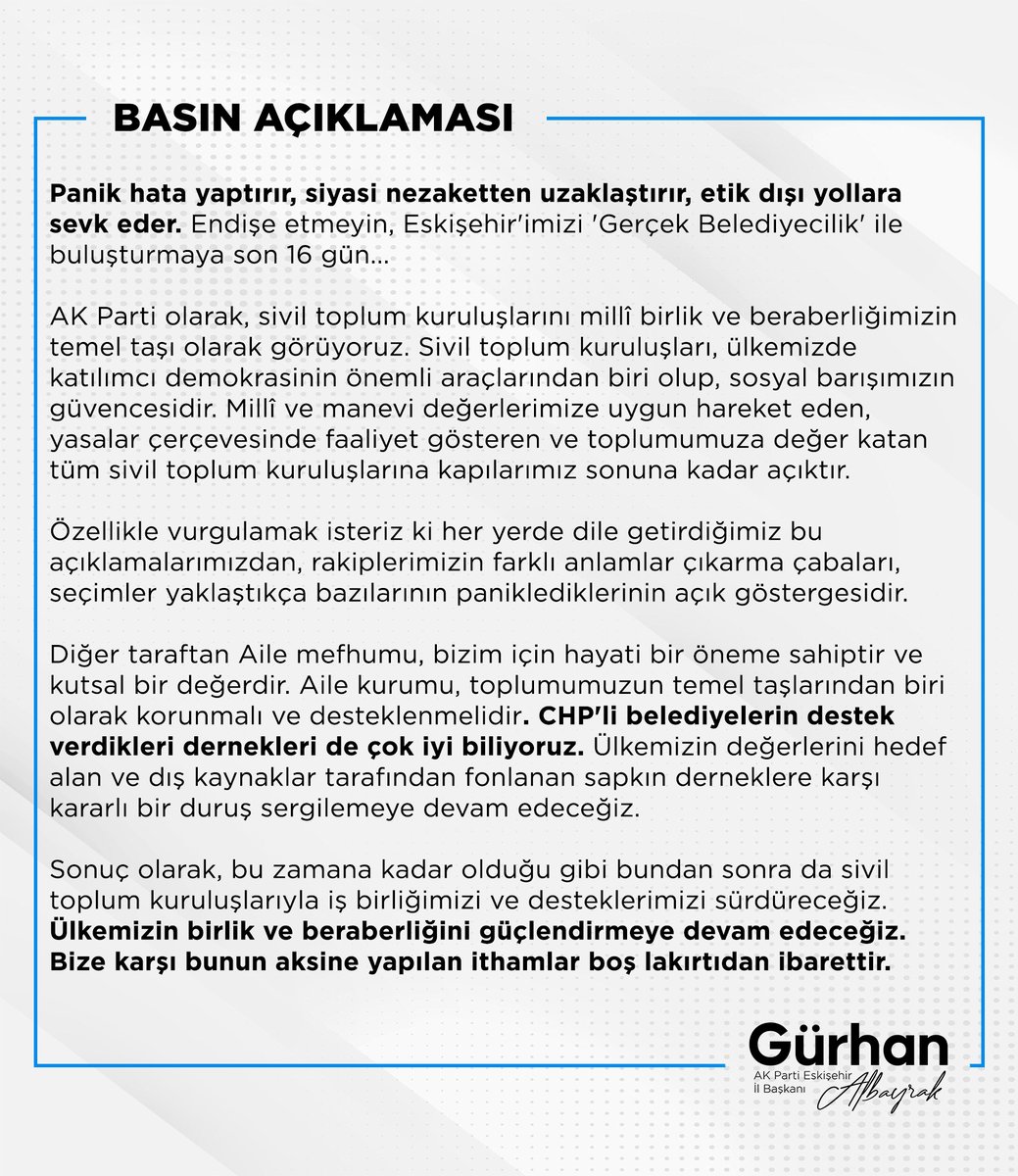 Eskişehir'de suni gündem oluşturmaya çalışanlara...