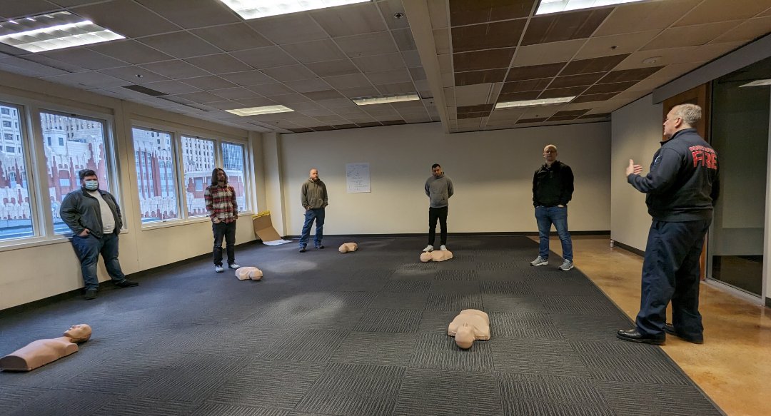 A huge thank you to Puget Sound Firefighter Nate Strobel for showing us the ropes on CPR and Narcan.  Hopefully we will never have to use this training, but we will be ready if we do! #DCCommunity