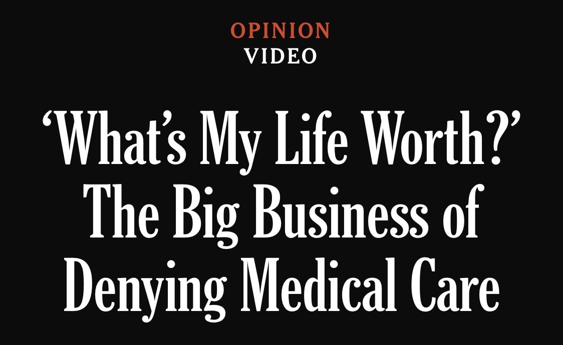 🎇Must watch: Denying Your Medical Care is Big Business in America - ⁦@nytimes⁩ How health insurers weaponize prior authorization. 🎥 tinyurl.com/ctd7pe5c #FixPriorAuth FixPriorAuth.org