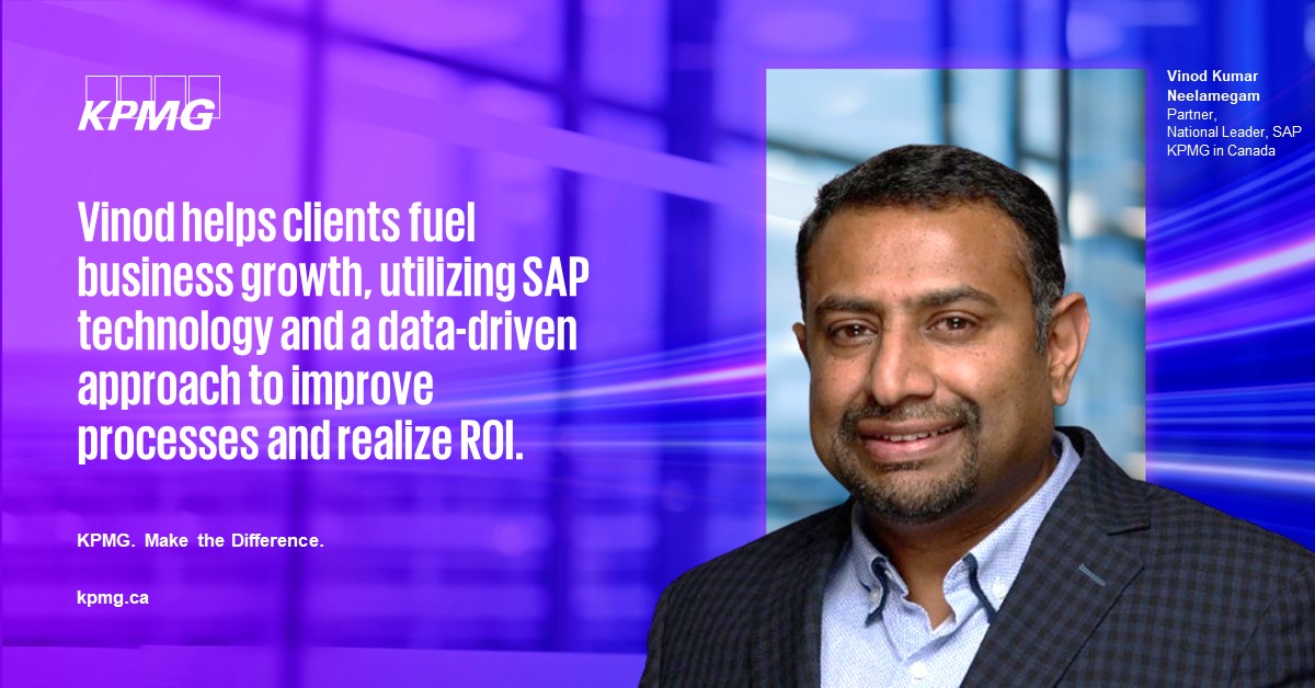 KPMG in Canada’s proven approach to large-scale transformations uses the right technologies to help empower your business growth. Specialized team members like our new SAP Practice Leader, Vinod Kumar Neelamegam, can help. Learn about Vinod: bit.ly/VinodKumarNeel…