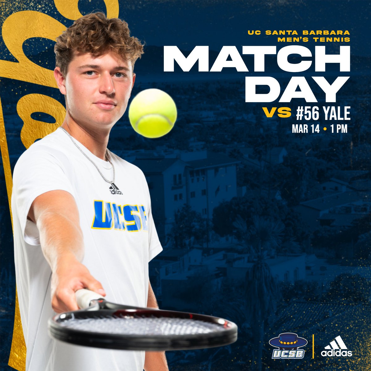 A week of ranked matchups continues! 🆚 No. 56 Yale 🏟️ Arnhold Tennis Center | Santa Barbara, Calif. ⏰ 1 p.m. 📺 bit.ly/UCSBlivestream