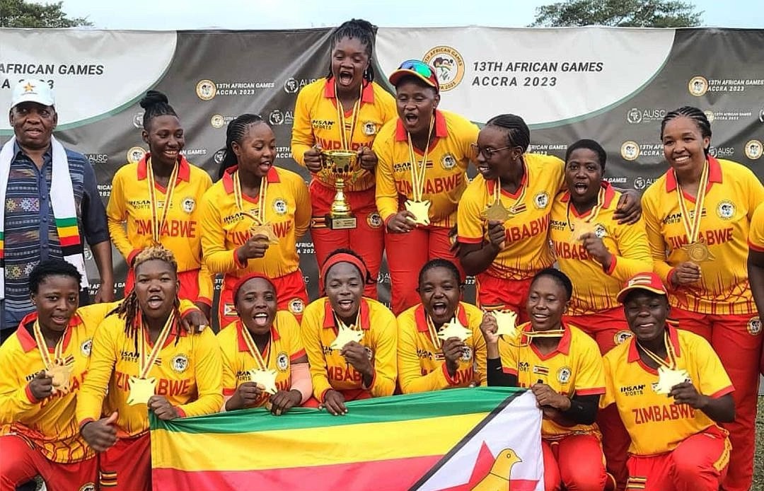 An incredible victory for Zimbabwe Women's Cricket Team at #AfricaGames2024! After an unbeaten streak, they clinch the gold medal, defeating South Africa in a thrilling final match! 🏆🇿🇼 #LadyChevrons #Champions